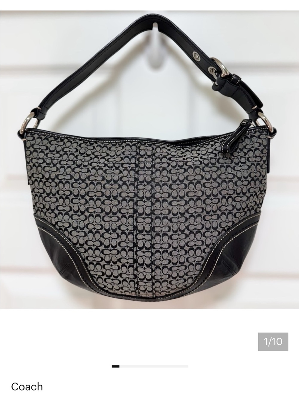 Classic Coach Black and Gray Shoulder Bag - Picture 3 of 11